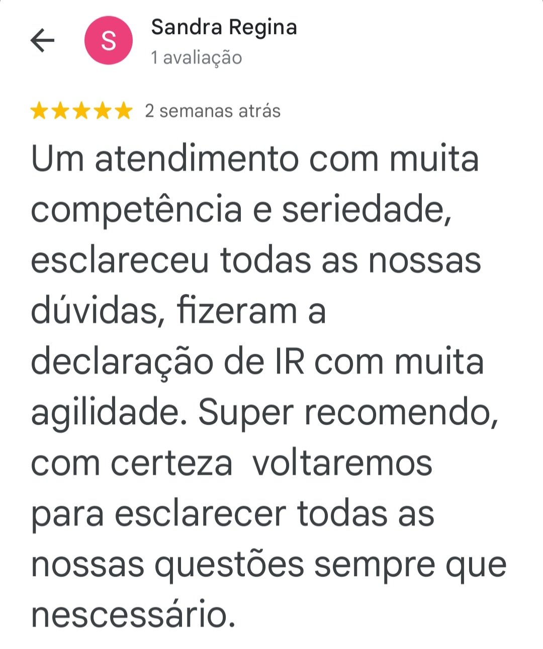 Avaliação de cliente no Google Maps